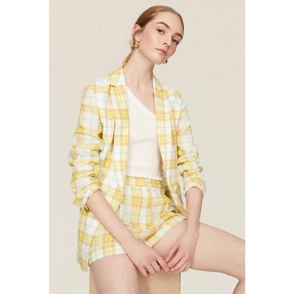 nwt RAG & BONE sz 14 Margot yellow plaid lightweight blazer - Picture 3 of 4